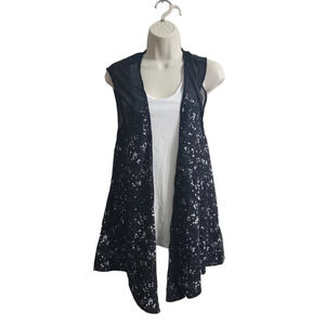 URBAN OUTFITTERS Silence + Noise Black White Splatter Print Open Vest Size S